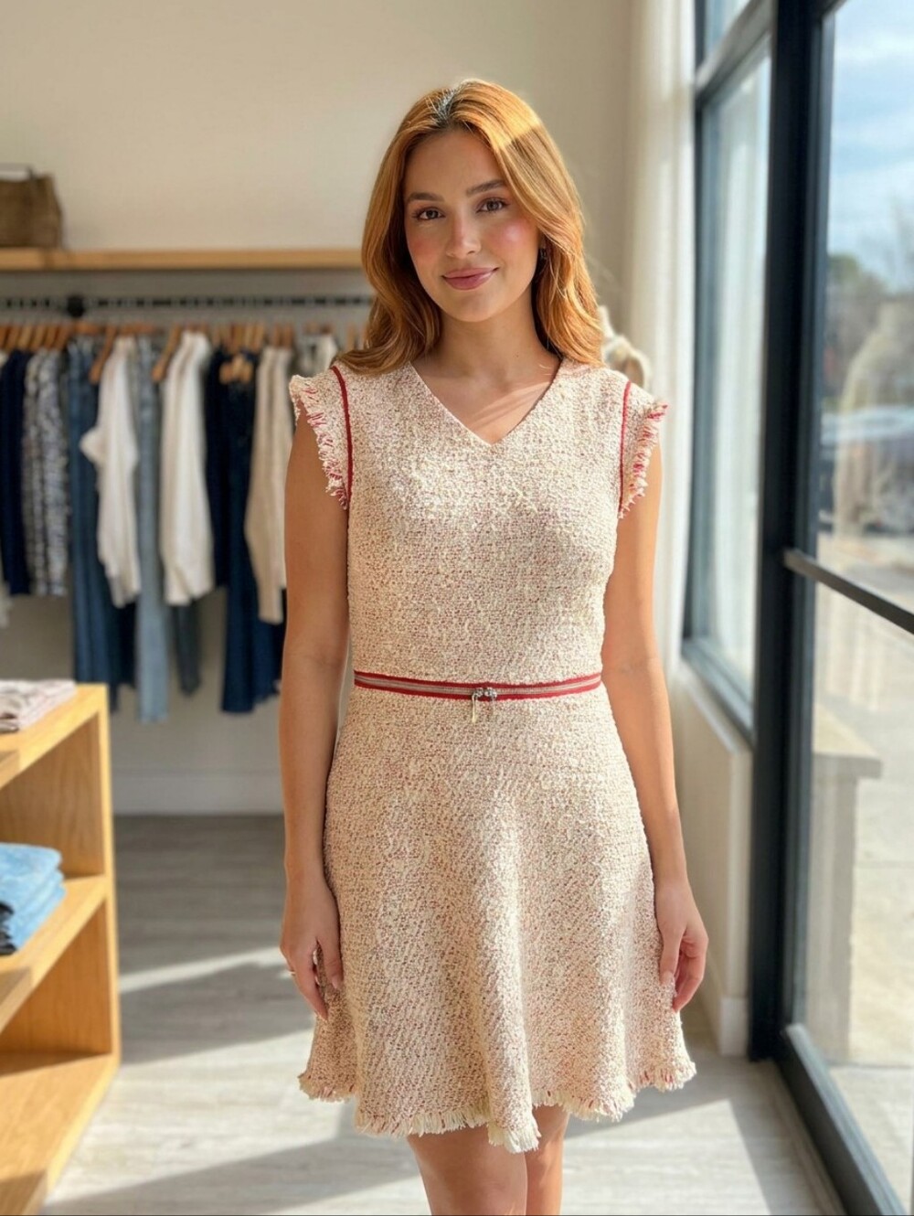 Rebecca Taylor Tweed Zip Waist Fit and Flare Dress